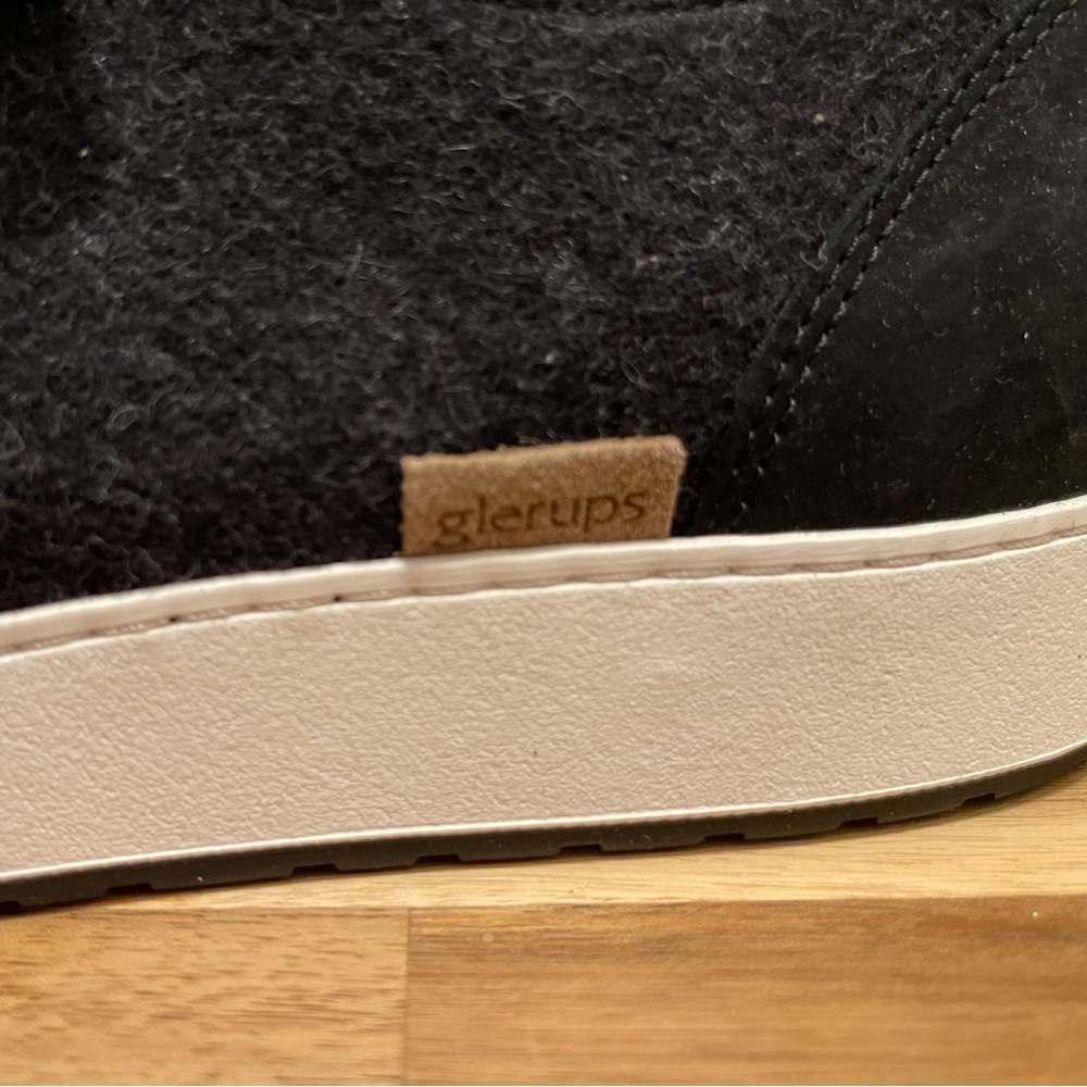 Glerups Langdal Charcoal Wool & Black Leather Sneakers - Size EU 39 - NWOB - Picture 4 of 7